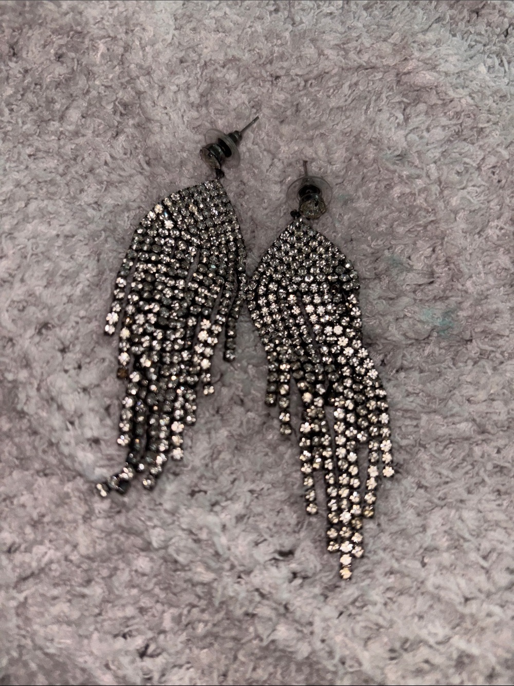 Elegant Silver Faux Diamond Dangle Earrings